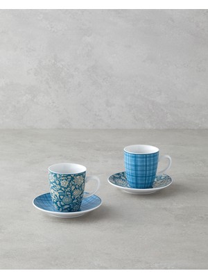 English Home Ember Porselen 4 Parça 2 Kişilik Kahve Fincan Takımı 80 ml Turkuaz