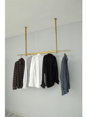 Modern Raf Tavandan Askılı Gold Boyalı Ayarlanabilir Stand