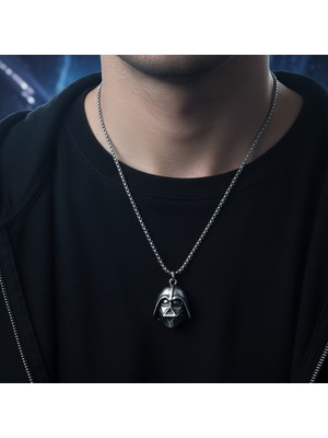 Alooya Star Wars - Darth Vader Gümüş Kaplama Örme Zincir Kolye