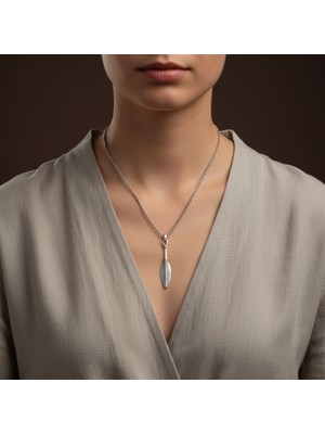 Alooya Mızrak Ucu Gümüş Kaplama Örme Zincir Kolye