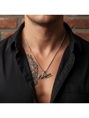 Alooya Mustafa Kemal Atatürk İmzalı Gümüş Kaplama Örme Zincir Kolye