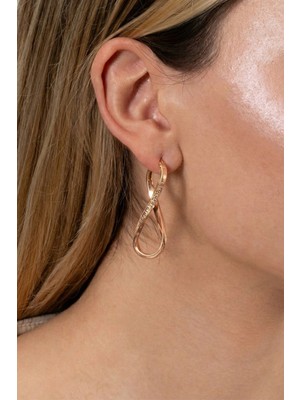 Söğütlü Silver 925 Ayar Gümüş Küpe Rose Desenli Sonsuzluk Kavisli Küpe SGTL13159ROSE