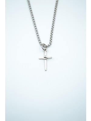 Alooya Minimal Haç Gümüş Kaplama Örme Zincir Kolye