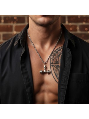 Alooya Halter - Dambıl Gümüş Kaplama Örme Zincir Kolye