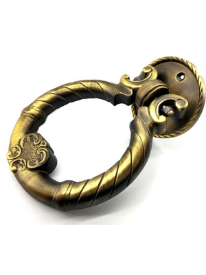 Antika Tarz Dekoratif Pirinç Saray Kapı Tokmağı, Taktak - 97MM, Antik