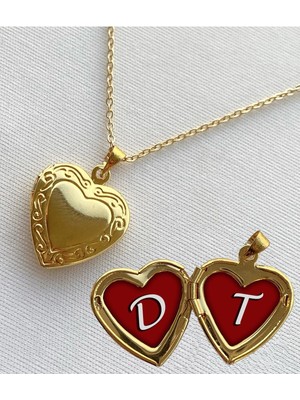 Bsb Çelik D T Harfli Epoksi Dolgulu Açılır Kapanır Kapaklı Kalp Sevgili Arkadaşlık Kolyesi