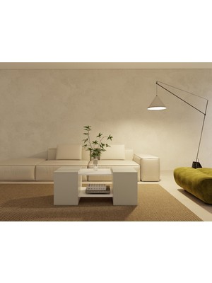 MasifMarket Lupo Orta Sehpa Külgri-Beyaz