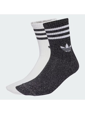 Adidas Originals JV6049 3-Stripes Glitter Crew Socks 2 Pairs