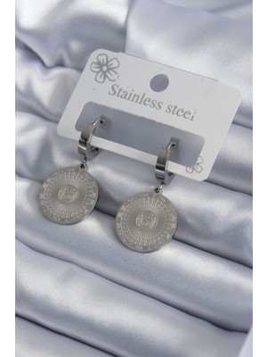 316L Çelik Gümüş Renk Işleme Detay Kadın Küpe - TJ-BKP7929