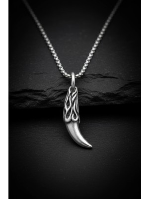 Alooya Kurt Dişi Gümüş Kaplama Örme Zincir Kolye