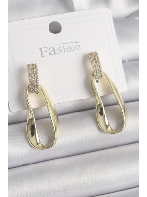 Pirinç Zirkon Taşlı Sallantı Kadın Küpe - TJ-BKP9836