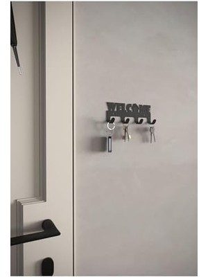 Storemax Welcome Metal Duvar Askılığı – Çelik Anahtar Askısı, Antre Dekoratif Organizer - Siyah