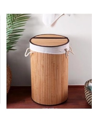 Storemax 60 Lt Katlanır Hasır Bambu Kirli Çamaşır Sepeti Katlanabilir Oyuncak Sepeti Banyo Sepeti Çamaşırlık (Sarı)