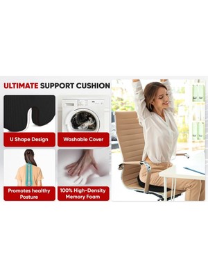 Storemax Oturma Minderi Bel Yastığı Bel Destek Yastığı Ortopedik Visco Yastık Boyun Yastığı Ortopedik Yastık Basur Minderi Ofis Minderi Set