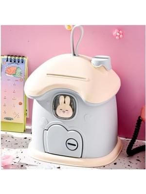 Storemax Kumbara Sevimli Tavşan Bacalı Ev Kumbara Kapaklı Mavi