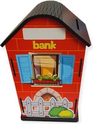 Storemax Ahşap Ev Kumbara Kırmızı Temalı