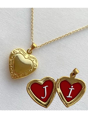 Bsb Çelik J I Harfli Epoksi Dolgulu Açılır Kapanır Kapaklı Kalp Sevgili Arkadaşlık Kolyesi