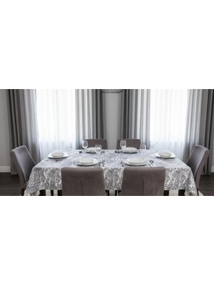 Storemax & Laurel Dokuma Kumaş Masa Örtüsü Gri Ağırlıklı (160 x 240)