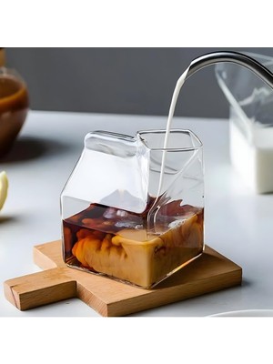 Storemax Süt Kutusu Tasarım Cam - Kahve, Süt, Kokteyl Için Şık Sunum