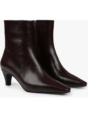 Shoeberry Kadın Lulu Bordo Cilt Kısa Topuklu Bot