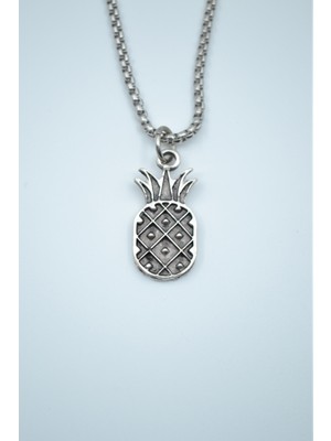 Alooya Ananas Gümüş Kaplama Örme Zincir Kolye