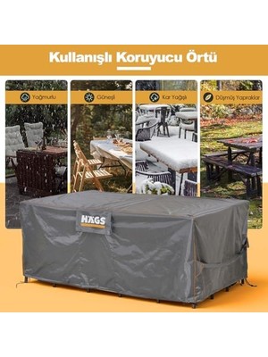 Storemax Bahçe Mobilyası Örtüsü, 150-150-74CM, Ağır Hizmet Kumaş, Su Geçirmez, Dış Mekan Masa Örtüsü, Havalandırmalı Masa ve Koruma Kılıfı - Gri