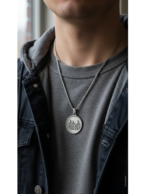 Alooya Stranger Things  Gümüş Kaplama Örme Zincir Kolye