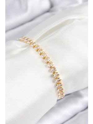 Pirinç Zirkon Taşlı Damla Renk Asansörlü Kadın Bileklik - TJ-BB7741