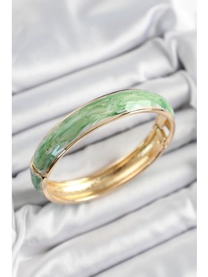 Pirinç Yeşil Mineli Mermer Desen Renk Kadın Kelepçe - TJ-BB7332