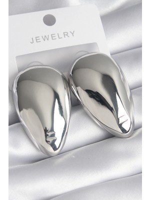 Pirinç Gümüş Renk Badem Kadın Küpe - TJ-BKP8546