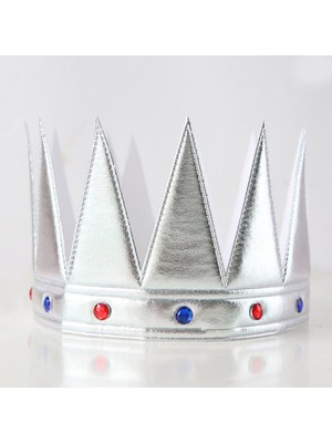 Gümüş Renk Eva Yumuşak Kral Kraliyet Tacı Yetişkin Çocuk Uyumlu 55 cm
