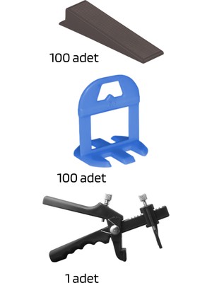 Sofdekor Seramik Seviye Tespit Derz Artı Uygulama SETI(100 Seviye 2.5mm, 100 S.takoz, 1 P.pense)