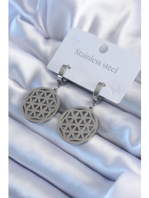 316L Çelik Gümüş Renk Lotus Kadın Küpe - TJ-BKP8027