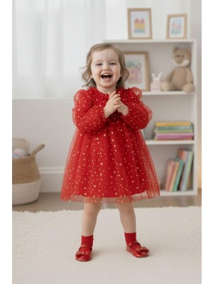 Cantoy Kız Çocuk Yıldız Desenli Tül Elbise