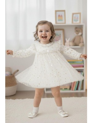 Cantoy Kız Çocuk Yıldız Desenli Tül Elbise