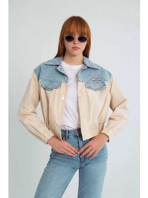 Nazen Giyim Kot Detaylı Taş Kadın Mont D99393-2Y5