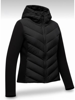 Kadın Softshell Kollu Kapüşonlu Çift Cepli Termal Şişme Mont Luxvestimenta