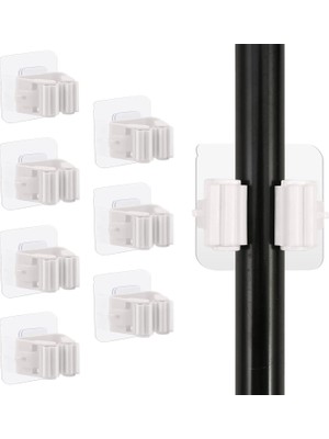MAİN SHOP 6 Adet Yapışkanlı Pratik Mop Temizlik Fırçası Tutucu Asma Askı Aparatı Paspas Sapı Tutucu M-310