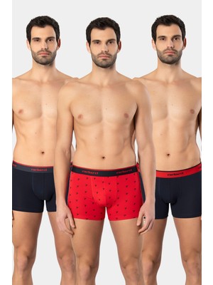 Cacharel Erkek Desenli Likralı Boxer 3'lü Paket 1339/LACIVERT 5