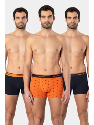 Cacharel Erkek Desenli Likralı Boxer 3'lü Paket 1339/LACIVERT 4