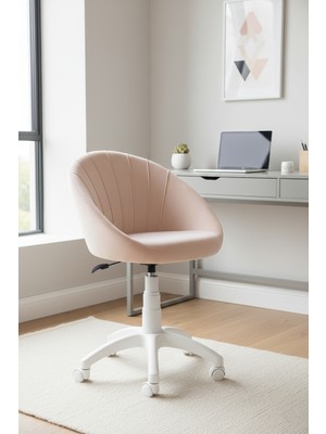 KUZEY SANDALYE Deniz Kabuğu Beyaz Ayaklı Çalışma Sandalyesi Yetişkin ve Çocuk Bilgisayar Sandalyesi (Ayarlanabilir)