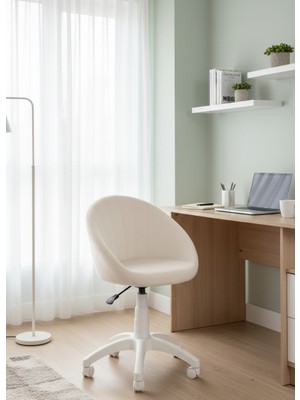 KUZEY SANDALYE Deniz Kabuğu Beyaz Ayaklı Çalışma Sandalyesi Yetişkin ve Çocuk Bilgisayar Sandalyesi (Ayarlanabilir)