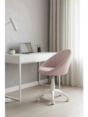 KUZEY SANDALYE Deniz Kabuğu Beyaz Ayaklı Çalışma Sandalyesi Yetişkin ve Çocuk Bilgisayar Sandalyesi (Ayarlanabilir)