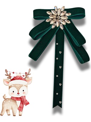 Pegu Yeni Yıl , Noel , Christmas ,Yeşil Kadife Broş