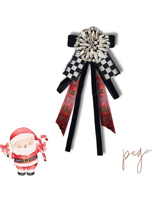 Pegu Yeni Yıl , Noel , Christmas ,Ekru Saten Broş
