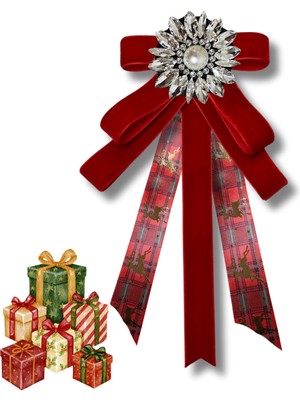 Pegu Yeni Yıl , Noel , Christmas ,kırmızı Kadife Broş