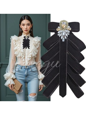 Pegu Bal Rengi Damla Taş Çok Katlı Siyah Kadife El Yapımı Broş