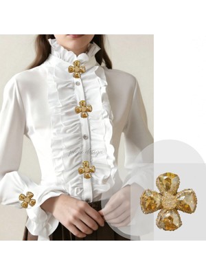 Pegu 2 Adetdamla Taş Model Trend Düğme Broş , Düğme Geçirme Aparatlı