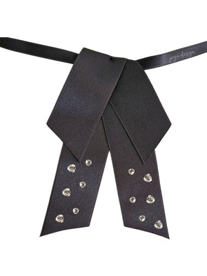 Pegu Taşlı, Siyah Saten,Kravat Yaka Çiçeği,Yaka Broş,Okul,Çanta,Şal,Gömlek Aksesuar