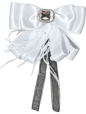 Pegu Taşlı,Tüylü Beyaz Saten Yaka Çiçeği,Yaka Broş,Okul,Çanta,Şal,Gömlek Aksesuar